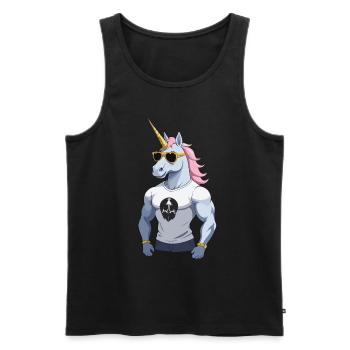 Papa Einhorn Lustiges Vatertag Design - Männer Premium Bio Tank Top - Schwarz - Vorne - Michal (187cm)
