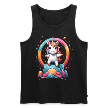 Licornes drôles Jolie fille licorne - Débardeur bio Premium Homme - noir - Devant - Michal (187cm)