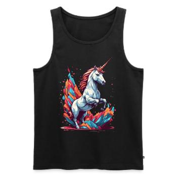 Unique Unicorn Fantasy Bright Colors - Men's Premium Organic Tank Top - black - Front - AI Model Male 178 light (178cm)