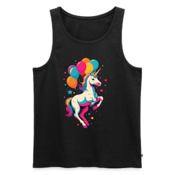 Lustige Einhörner Süßes Einhorn Mädchen Design - Männer Premium Bio Tank Top - Schwarz - Vorne - Michal (187cm)