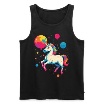 Licornes drôles Jolie fille licorne - Débardeur bio Premium Homme - noir - Devant - AI Model Male 178 light (178cm)