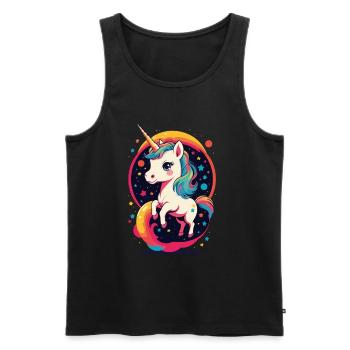 Amoureux de la licorne Drôle Mignon Licorne Design - Débardeur bio Premium Homme - noir - Devant - Michal (187cm)