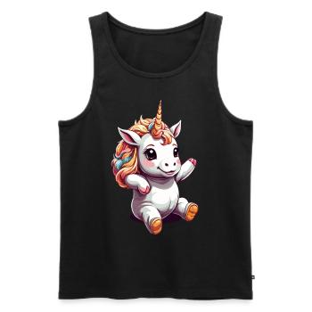 Licornes drôles Licorne mignonne Licorne Fille - Débardeur bio Premium Homme - noir - Devant - AI Model Male 178 light (178cm)