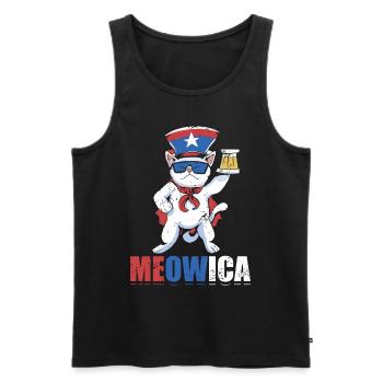 T-shirt patriotique Meowica Cat - Débardeur bio Premium Homme - noir - Devant - Michal (187cm)