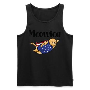 T-shirt patriotique Meowica Cat - Débardeur bio Premium Homme - noir - Devant - Michal (187cm)