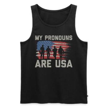 MePatriotic USA pronoun t-shirt - Men's Premium Organic Tank Top - black - Front - AI Model Male 178 light (178cm)