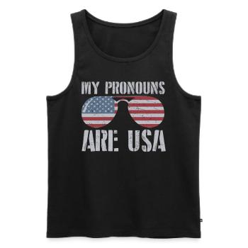 MePatriotic USA pronoun t-shirt - Men's Premium Organic Tank Top - black - Front - AI Model Male 178 light (178cm)