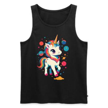 Licornes drôles Jolie fille licorne - Débardeur bio Premium Homme - noir - Devant - Michal (187cm)