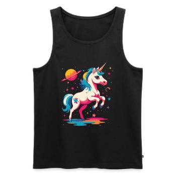 Einhorn Mädchen Lustige Einhörner Tolles Design - Männer Premium Bio Tank Top - Schwarz - Vorne - Michal (187cm)