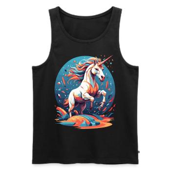 Unique Birthday Motif Funny Unicorns - Men's Premium Organic Tank Top - black - Front - AI Model Male 178 light (178cm)