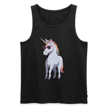 Papa Einhorn Lustiges Vatertag Design - Männer Premium Bio Tank Top - Schwarz - Vorne - Michal (187cm)