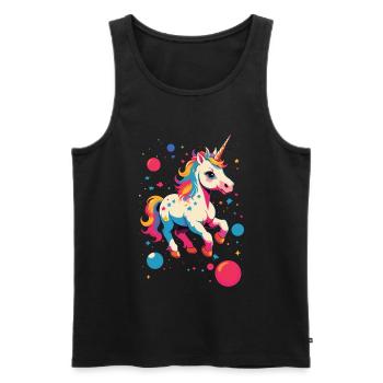 Amoureux de la licorne Design Licornes drôles - Débardeur bio Premium Homme - noir - Devant - AI Model Male 178 light (178cm)
