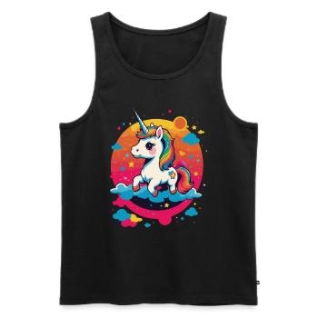 Licornes drôles Jolie fille licorne - Débardeur bio Premium Homme - noir - Devant - Michal (187cm)