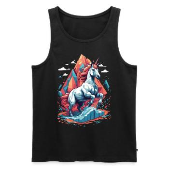 Licornes drôles Licorne aux couleurs vives - Débardeur bio Premium Homme - noir - Devant - AI Model Male 178 light (178cm)
