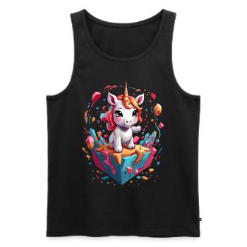 Funny Unicorns Unique Birthday Motif - Men's Premium Organic Tank Top - black - Front - AI Model Male 178 light (178cm)
