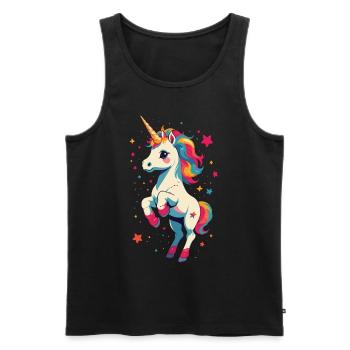 Unique Birthday Motif Funny Unicorns - Men's Premium Organic Tank Top - black - Front - AI Model Male 178 light (178cm)