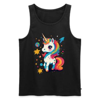 Unique Birthday Motif Unicorn Lover - Men's Premium Organic Tank Top - black - Front - AI Model Male 178 light (178cm)