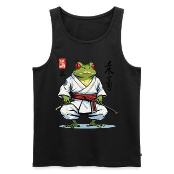 Samouraï Grenouille Vintage Ukiyo-e Style Esthétique - Débardeur bio Premium Homme - noir - Devant - Michal (187cm)