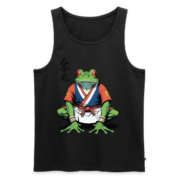 Grenouille Samouraï & Design Vintage Style Ukiyo-e - Débardeur bio Premium Homme - noir - Devant - Michal (187cm)