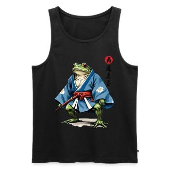 Samurai Frog Vintage Ukiyo-e Style Samurai Art - Men's Premium Organic Tank Top - black - Front - Michal (187cm)