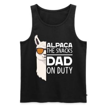 Drôle de papa d’alpaga parfait jeu de mots - Débardeur bio Premium Homme - noir - Devant - AI Model Male 178 light (178cm)