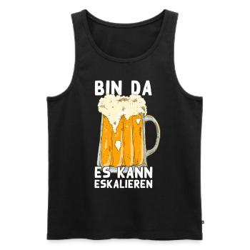 Es Kann Eskalieren Humorvolles Bier Trinken - Männer Premium Bio Tank Top - Schwarz - Vorne - Michal (187cm)