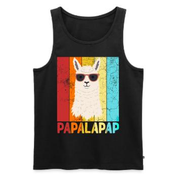Funny Llama Dad Papalapap Perfect Father's Day - Men's Premium Organic Tank Top - black - Front - AI Model Male 178 light (178cm)