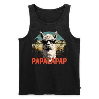 Funny Llama Dad Papalapap Perfect Father's Day - Men's Premium Organic Tank Top - black - Front - AI Model Male 178 light (178cm)