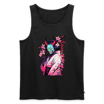 Oni Samurai Vaporwave Esthétique Démon Japonais - Débardeur bio Premium Homme - noir - Devant - Michal (187cm)