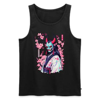 Oni Samouraï Vaporwave Esthétique Japon Culture - Débardeur bio Premium Homme - noir - Devant - Michal (187cm)