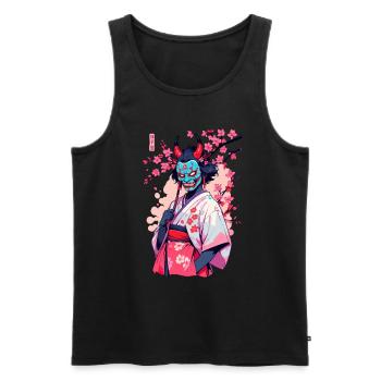 Oni Samouraï Vaporwave Esthétique Japon Culture - Débardeur bio Premium Homme - noir - Devant - Michal (187cm)