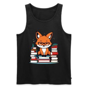 Niedlicher Buch Liebhaber Fuchs Mit Brille - Männer Premium Bio Tank Top - Schwarz - Vorne - AI Model Male 178 light (178cm)