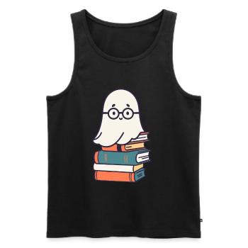 Reading Halloween Ghost Little Books Ghost - Men's Premium Organic Tank Top - black - Front - AI Model Male 178 light (178cm)