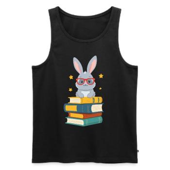 Lesender Hase Begeisterter Buchliebhaber Perfekter - Männer Premium Bio Tank Top - Schwarz - Vorne - Michal (187cm)