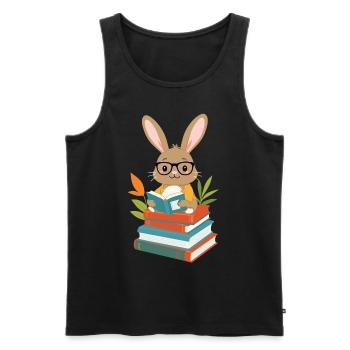 Lesender Hase Begeisterter Buchliebhaber Bunny - Männer Premium Bio Tank Top - Schwarz - Vorne - Michal (187cm)