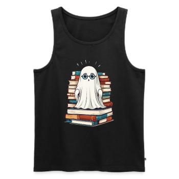 Reading Halloween Ghost Little Books Ghost - Men's Premium Organic Tank Top - black - Front - AI Model Male 178 light (178cm)