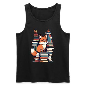Niedlicher Buch Liebhaber Fuchs Mit Brille - Männer Premium Bio Tank Top - Schwarz - Vorne - AI Model Male 178 light (178cm)