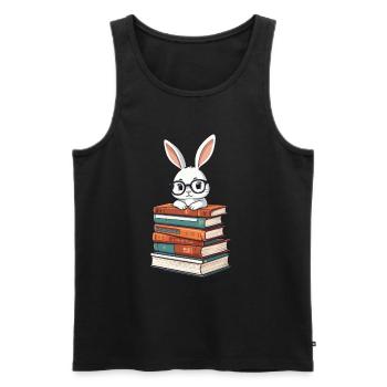 Lesender Hase Perfekter Bücherwurm Stil - Männer Premium Bio Tank Top - Schwarz - Vorne - Michal (187cm)