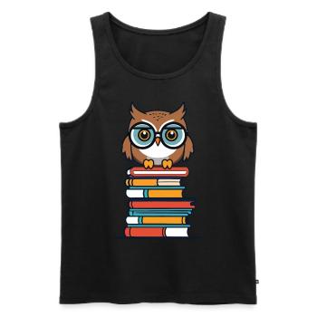 Illustration de livre liteCute pour l’amoureux des hiboux - Débardeur bio Premium Homme - noir - Devant - AI Model Male 178 light (178cm)