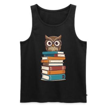 Bücher Eule Eulen Liebhaber Süße Buch Illustration - Männer Premium Bio Tank Top - Schwarz - Vorne - AI Model Male 178 light (178cm)
