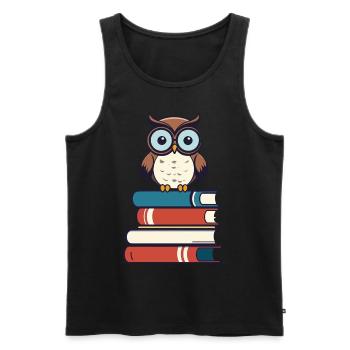 Livres hibou mignon livre illustration - Débardeur bio Premium Homme - noir - Devant - Michal (187cm)