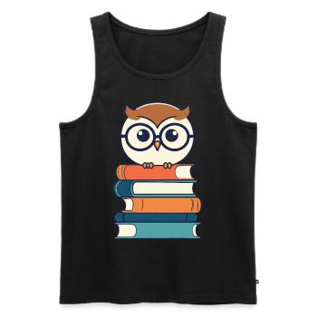 Bücher Eule Eulen Liebhaber Leseratte Illustration - Männer Premium Bio Tank Top - Schwarz - Vorne - AI Model Male 178 light (178cm)
