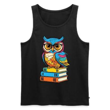 Bücher Eule Eulen Liebhaber Süße Buch Illustration - Männer Premium Bio Tank Top - Schwarz - Vorne - AI Model Male 178 light (178cm)