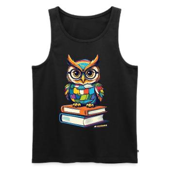 Livres hibou hibou amant mignon livre illustration - Débardeur bio Premium Homme - noir - Devant - Michal (187cm)