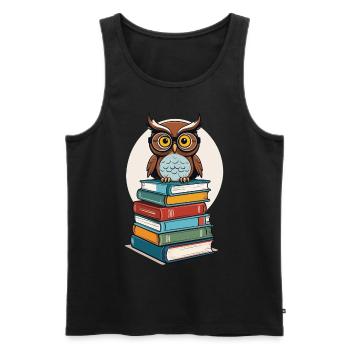 Bücher Eule Eulen Liebhaber Süße Buch Illustration - Männer Premium Bio Tank Top - Schwarz - Vorne - AI Model Male 178 light (178cm)