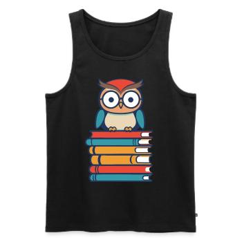 Books Owl Cute Bookworm Bookworm Bookworm - Men's Premium Organic Tank Top - black - Front - AI Model Male 178 light (178cm)