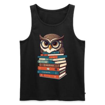Owls Lover Cute Book Illustration - Men's Premium Organic Tank Top - black - Front - Michal (187cm)