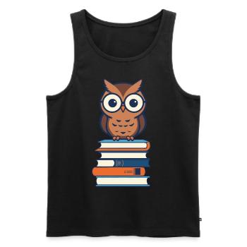 Bücher Eule Eulen Liebhaber Süße Buch Illustration - Männer Premium Bio Tank Top - Schwarz - Vorne - AI Model Male 178 light (178cm)