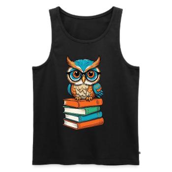 Bücher Eule Lustiger Buch Liebhaber Illustration - Männer Premium Bio Tank Top - Schwarz - Vorne - AI Model Male 178 light (178cm)