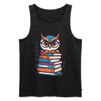 Bücher Eule Süße Buch Illustration Leseratte - Männer Premium Bio Tank Top - Schwarz - Vorne - AI Model Male 178 light (178cm)